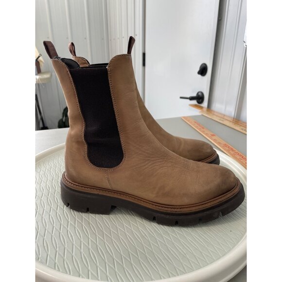 GOSH Freeflex Chelsea Ankle Boots Size 39 Tan Brown Leather Slip On Lug Sole - Picture 8 of 8